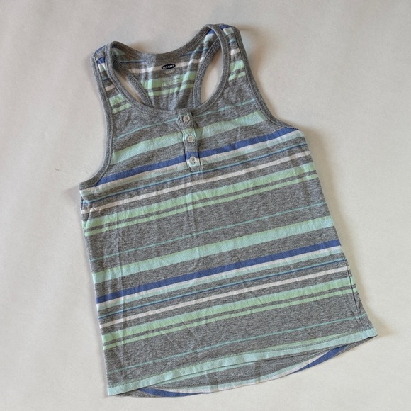 Old Navy Kids Striped Gray and Green Tank Top - Picture 1 of 4